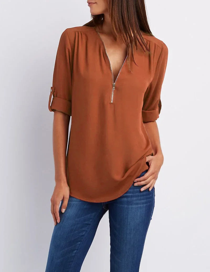 Neck Blusa Feminina Chiffon