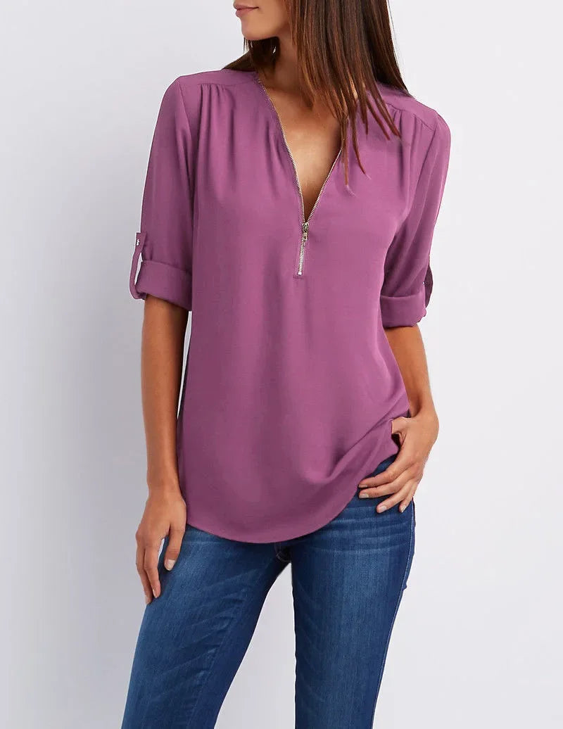 Neck Blusa Feminina Chiffon