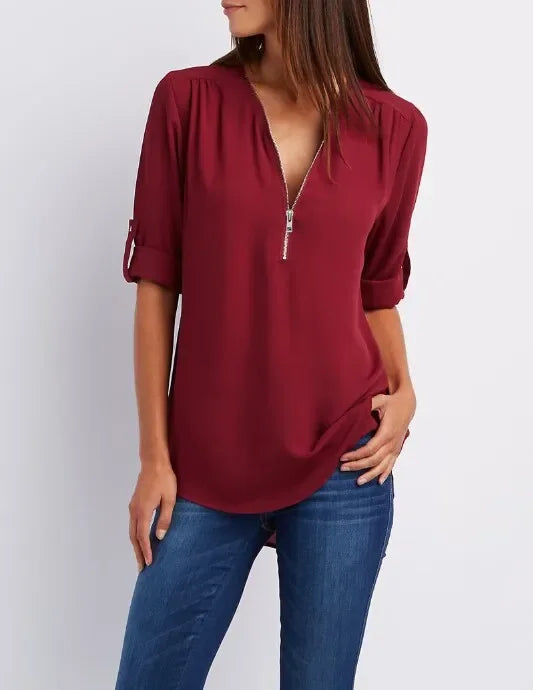 Neck Blusa Feminina Chiffon