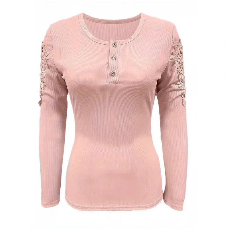 Top feminino de gola redonda